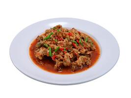 fried chicken with chili sauce and vegetables photo