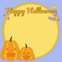 halloween pumpkin frame square vector