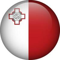 Malta flag button. Emblem of Malta. Vector flag, symbol. Colors and proportion correctly.