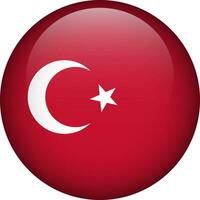 Turkey flag button. Emblem of Turkey. Vector flag, symbol. Colors and proportion correctly.