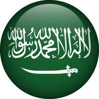 Saudi Arabia flag button. Round flag of Saudi Arabia. Vector flag, symbol. Colors and proportion correctly.