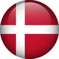 Denmark flag button. Emblem of Denmark. Vector flag, symbol. Colors and proportion correctly.