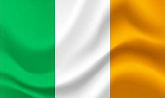 Waved Ireland flag. Irish flag. Vector emblem of Ireland.