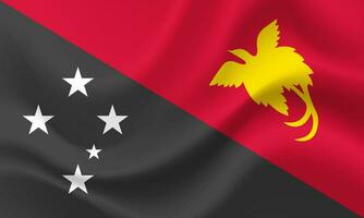 Vector Papua New Guinea flag. Waved Flag of Papua New Guinea. Papua New Guinea emblem, icon.