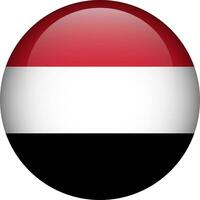 Yemen flag button. Round flag of Yemen. Vector flag, symbol. Colors and proportion correctly.