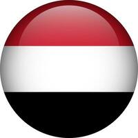 Yemen flag button. Round flag of Yemen. Vector flag, symbol. Colors and proportion correctly.