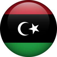 Libya flag button. Round flag of Libya. Vector flag, symbol. Colors and proportion correctly.