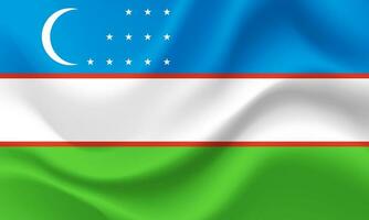 Vector Uzbekistan flag. Waved Flag of Uzbekistan. Uzbekistan emblem, icon.