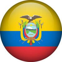 Ecuador flag button. Round flag of Ecuador. Vector flag, symbol. Colors and proportion correctly.