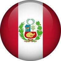 Peru flag button. Round flag of Peru. Vector flag, symbol. Colors and proportion correctly.