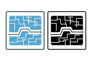 Maze icon. Icon related to problem solving. icon suitable for web site design, app, user interfaces, printable etc. Solid icon style. Simple vector design editable
