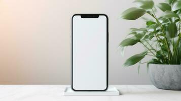 Phone mockup blank space white background AI Generated photo