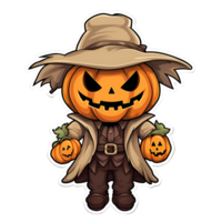 tecknad serie stil halloween scarecrow strawman pumpa monster Nej bakgrund transparent bakgrund tillämplig till några sammanhang perfekt för skriva ut på efterfrågan handelsvaror ai generativ png