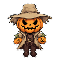 Cartoon Style Halloween Scarecrow Strawman Pumpkin Monster No Background Transparent Background Applicable to any Context Perfect for Print on Demand Merchandise AI Generative png