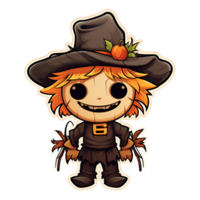 Cartoon Style Halloween Scarecrow Strawman Pumpkin Monster No Background Transparent Background Applicable to any Context Perfect for Print on Demand Merchandise AI Generative png