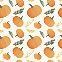 Autumn pattern with pumpkin. Autumn background, vector seamless pattern.