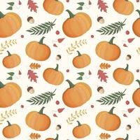 Autumn pattern with pumpkin. Autumn background, vector seamless pattern.