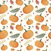 Autumn pattern with pumpkin. Autumn background, vector seamless pattern.