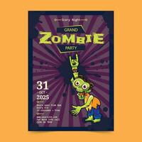 gratis vector Víspera de Todos los Santos zombi fiesta volantes vertical póster modelo