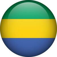 Gabon flag button. Round flag of Gabon. Vector flag, symbol. Colors and proportion correctly.