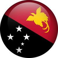 Papua New Guinea flag button. Round flag of Papua New Guinea. Vector flag, symbol. Colors and proportion correctly.
