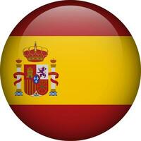 Spain flag button. Emblem of Spain. Vector flag, symbol. Colors and proportion correctly.