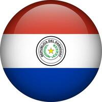 Paraguay flag button. Round flag of Paraguay. Vector flag, symbol. Colors and proportion correctly.
