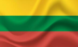 Waved Lithuania flag. Lithuanian flag. Vector emblem of Lithuania