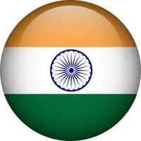 India flag button. Emblem of India. Vector flag, symbol. Colors and proportion correctly.