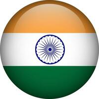 India flag button. Emblem of India. Vector flag, symbol. Colors and proportion correctly.