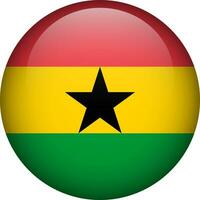 Ghana flag button. Round flag of Ghana. Vector flag, symbol. Colors and proportion correctly.