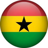 Ghana flag button. Round flag of Ghana. Vector flag, symbol. Colors and proportion correctly.