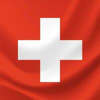 Waved Switzerland flag. Swiss flag. Vector emblem of Switzerland