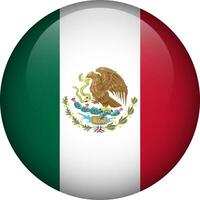 Mexico flag button. Emblem of Mexico. Vector flag, symbol. Colors and proportion correctly.