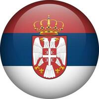 Serbia flag button. Round flag of Serbia. Vector flag, symbol. Colors and proportion correctly.