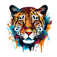 Artistic Style Leopard Jaguar Cartoon Leppard Jaguar No Background Perfect for Print On Demand Merchandise AI Generative png