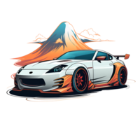 Cartoon Style Japanese Sport Cars No Background Applicable to any Context Perfect for Print on Demand Merchandise AI Generative png