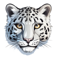 Artistic Style Snow Leopard Cartoon Snow Leopard No Background Perfect for Print on Demand AI Generative png