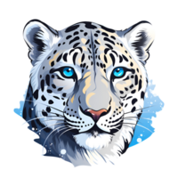 Artistic Style Snow Leopard Cartoon Snow Leopard No Background Perfect for Print on Demand AI Generative png