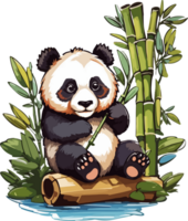 panda con bambù png trasparente ai generativo