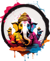 ganesha logotipo respingo ilustração ai generativo png