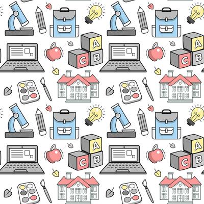 School background. Seamless back to school pattern. Concept of school background.