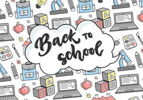 Back to school banner, poster. Cartoon school wallpaper. Concept of school background. vector