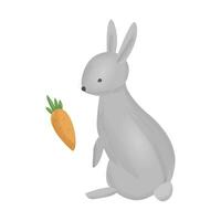 Vector rabbit with carrot. Illustration for Easter and spring