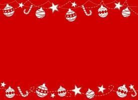 Christmas ornaments and symbol in red background - minimal style vector