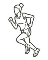 un hembra corriendo maratón corredor dibujos animados vector