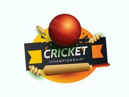 Cricket championship league concept with 2 teams match poster or banner, cricket bat, ball, stump, helmet with winning cup trophy. vector