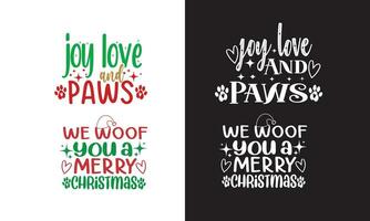 We woof you a merry Christmas-Design. Christmas bundles. Joy love paws. vector