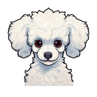 dessin animé style mignonne caniche chien chiot non Contexte parfait pour impression sur demande marchandise ai génératif png