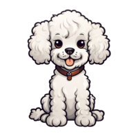dibujos animados estilo linda caniche perro perrito No antecedentes Perfecto para impresión en demanda mercancías ai generativo png